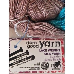 Darn Good Yarn Lace Weight Silk Yarn in Sparkle Sandy Beach‎